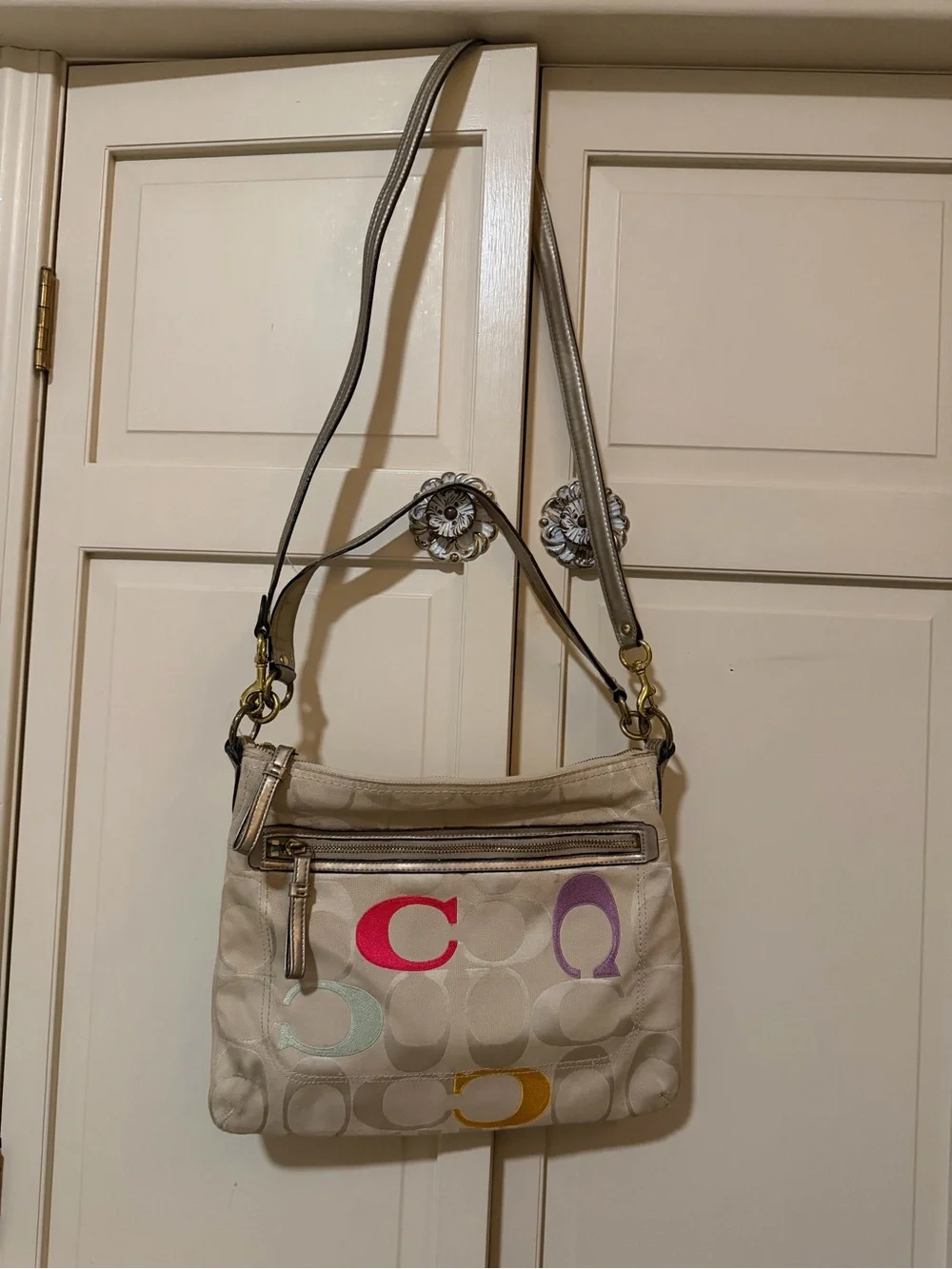 Coach Crossbody Shoulder Bag with Multicolor Accents